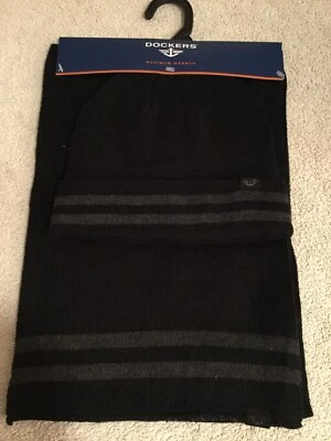 Bufanda y sombrero DOCKERS Maximum Warmth negro y gris. NUEVO. Foto 1 de 4