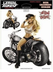 NEU TÖDLICHE BEDROHUNG HARLEY BOBBER MÄDCHEN AUFKLEBER STICKER 6"x6" LT88233 - Bild 1 von 2