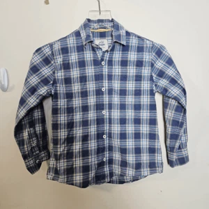 Mini Boden Plaid Long Sleeve Collared Button Down Shirt Boys Blue Yellow, and Wh - Picture 1 of 4