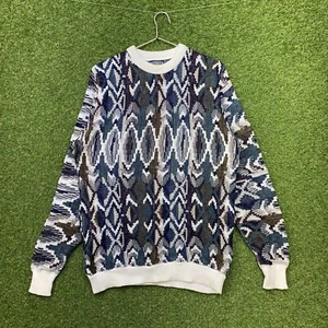 Vintage 3D Strick Pullover Herren XLT Tall Coogi Stil Grob AOP Herbst Azteken Baggy - Bild 1 von 9