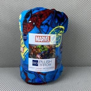 Marvel Spider Man Blanket Kids Boys Size 5x6 FT Blue Plush Throw Oversized - Picture 1 of 5