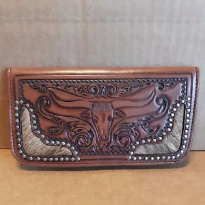 SILVER CREEK WESTERN COW HIDE CLASSIC CHECKBOOK - ACCESSORIES WALLET With Defect - Picture 1 of 12