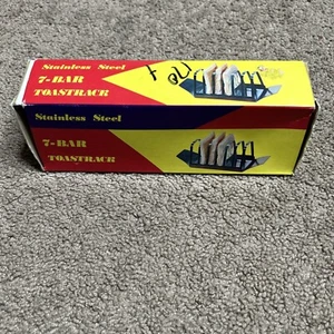 Stainless Steel Toast Rack Modernist 7 bar 6 slice Original Packaging Vtg Props - Picture 1 of 4
