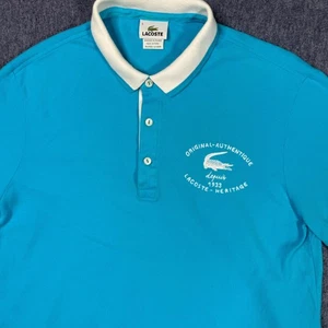 Lacoste Heritage Edition Polo Shirt Men's Size M-L Turquoise Original EUC Preppy - Picture 1 of 7
