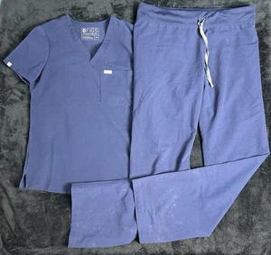FIGS Scrub Set Top & Pants Technical Collection Blue Scrub XS Pants M/T 0045 - Picture 1 of 9