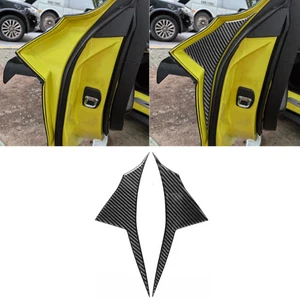 2x Real Carbon Fiber Car Inner Door Cover Trim For Chevrolet Corvette C8 2020-24 - Foto 1 di 8