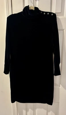 Vestido Vaina Vintage CALVIN KLEIN Clásico Negro Seda Terciopelo Para Mujer Talla 12P Foto 1 de 4