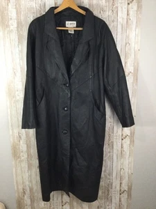 Vintage Liz Baker Essentials Damen 100 % Leder Staubtuch Trench Old Money Goth Größe M - Bild 1 von 8