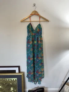 Selena Gomez Dream Out Loud Maxi Dress Floral Open Back Spaghetti Strap, Sz S - Picture 1 of 10