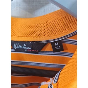 Walter Hagen Mens Essential Golf Performance Polo Shirt Orange Stripes Sz M - Picture 1 of 5