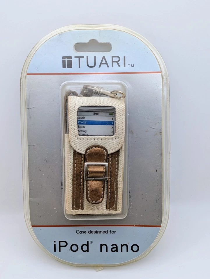 Capa coldre de lona Tuari para iPod Nano 1G, 2G (marrom/castanho) chaveiro gancho fivela - Imagem 1 de 2