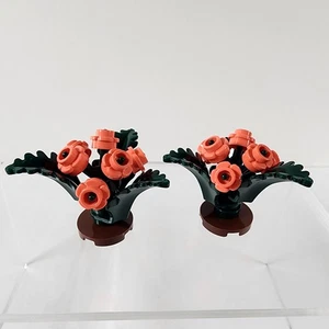 Lego X2 Plantas Arbustos Flor Coral Ciudad Amigos Sin usar, en caja Curvado Dk Hojas Verdes - Imagen 1 de 4