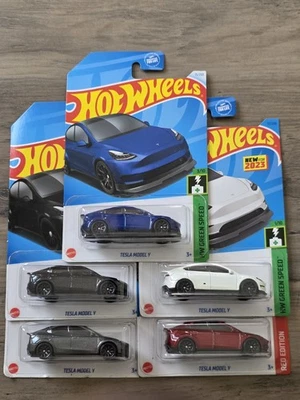 Hot Wheels Tesla Modelo Y Lote de (5) en Rojo, Azul, Gris, Blanco y Negro. ¡¡¡Nuevo!!!! Foto 1 de 4