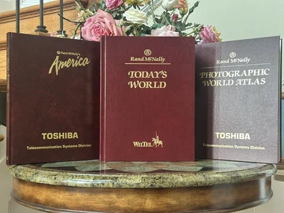 America & Photography World Atlas-Rand McNally - Rare Find! TOSHIBA prints! - Image 1 of 4