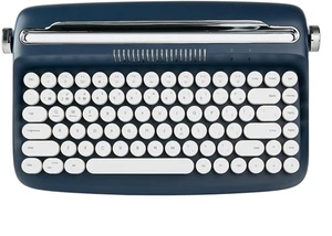 YUNZII ACTTO B303 Vintage Keyboard White/Midnight Wireless Bluetooth - Picture 1 of 7