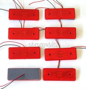 8 Pcs 24 Volt 24V Rouge Côté LED Arrière Feu De Gabarit Réflecteur Camion HGV - Imagen 1 de 1