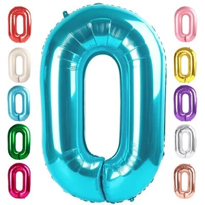 40 Inch Number 0 Balloons Light Blue Big Foil Mylar Number Balloons for 10 20... - Picture 1 of 7