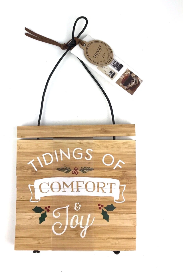 Demdaco Large Expandable TRIVET Bamboo Wood "Good Things Have a Way …"