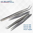 4 Pcs Tweezers Precision Set Stainless Steel For Electronics & Jewelry Repair