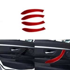 4Pcs Red Carbon Fiber Door Armrest Decorative Trim Cover For BMW F30 2013-2019 - Picture 1 of 12