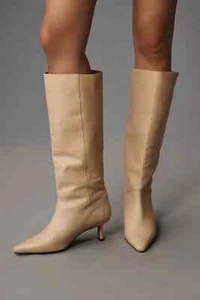 By Anthropologie Kniehohe Leder Nude Beige Spitz Stiefel 36 - Bild 1 von 3