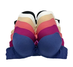 6 pcs Wired Adult Full Cup Lace Cotton Pushup Bra Plain Gentle PUSH UP Bra B/C - Picture 1 of 5