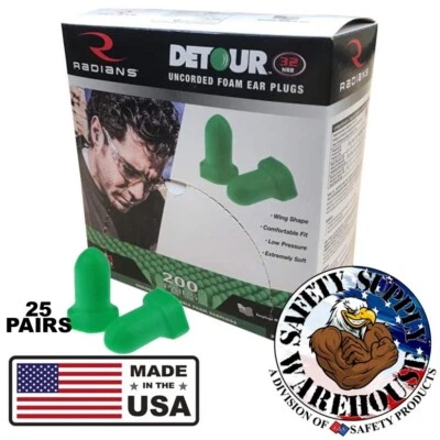 Radians FP30 Detour 泡沫绿色耳塞 无绳 NRR32 25 对/袋 — 第 1/4 张图片