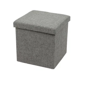 Vistara Folding Storage Ottoman Grey Fabric Finish 38x38x37cm - Picture 1 of 3