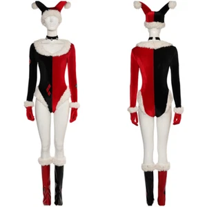Harley Quinn Christmas fun Cosplay Costume Outfits Halloween Carnival Suit - Picture 1 of 12