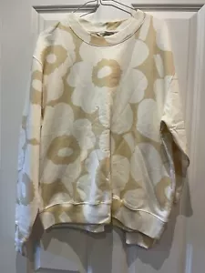 Marimekko Leiot Unikko Beige White Sweatshirt Sz L BNWT - Picture 1 of 4