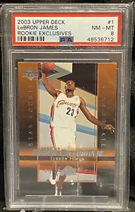 LEBRON JAMES 2003 OBERDECK ROOKIE EXKLUSIV #1 PSA 8 RC CAVALIERS LAKERS 🙂 - Bild 1 von 2