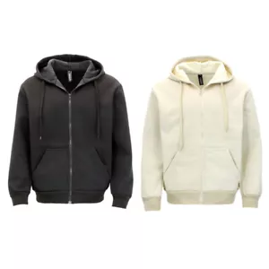 FIL Men's Zip up Thick Fleece Hoodie Jacket Hooded Geometric Pattern Coat Jacket - Picture 1 of 9