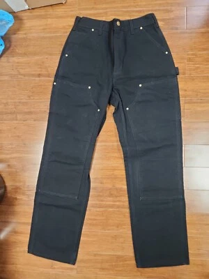 Мужские рабочие брюки Carhartt Carpenter 30x32 с двойным коленом черные B01 США б/у в отличном состоянии - Изображение 1 из 4