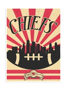 Kansas City Chiefs Poster Print Sunset Wall Art Man Cave Decor 12x16" - Picture 1 of 1