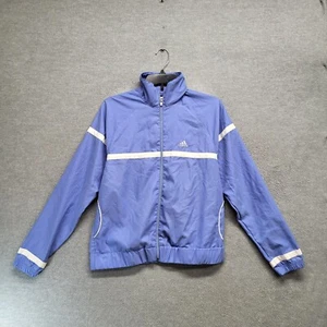 Adidas Girls Jacket Medium Blue Windbreaker Mock Neck Full Zip Pockets - Picture 1 of 10