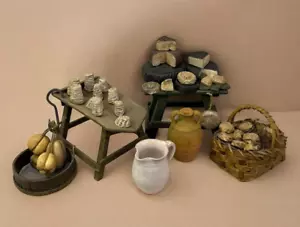 Kit venditore osteria taverna formaggi presepe Napoletano arte presepiale - Foto 1 di 10