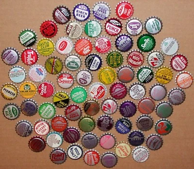 Lote de 100 tapas de botellas de refresco pop vintage TODAS LAS ORIGINALES SIN USAR más de 75 diferentes Foto 1 de 4