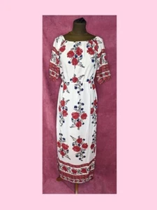 Nagelneues langes geblümtes Kleid, bodenlang, weiß und rot, Größe M - Bild 1 von 3