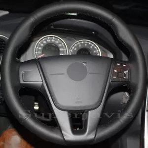 Custom Black PU Leather Steering Wheel Stitch on Cover For Volvo S80 S80L 12-15 - Foto 1 di 11