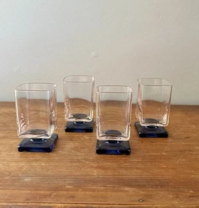 4 Vintage MCM Square DiSaronno Amaretto Barware Tumbler Glasses Pink Blue 4”H - Picture 1 of 7