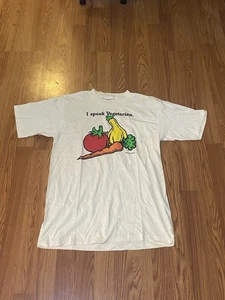 Vintage I Speak Vegetarian Shirt Size Large 1986 Darnell Designs Cream - Picture 1 of 7