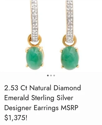 2.53 Natural Emerald and Diamond Earrings - Image 1 of 4