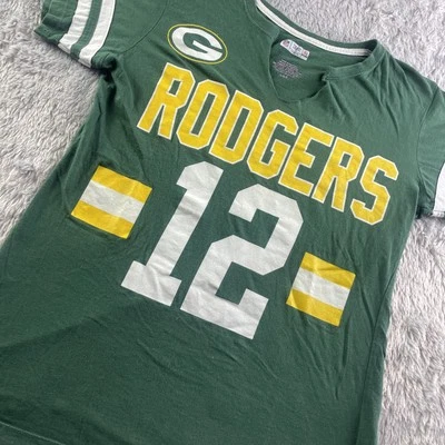 Camisa Aaron Rodgers Green Bay Packers Mujer Grande Verde Amarillo Blanco Fútbol Foto 1 de 4