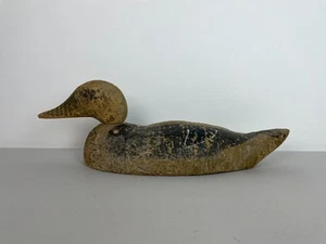 Antique Vintage Primitive large carved wooden Duck decoy weathered glass eyes - Picture 1 of 8