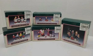 Lot 5 Lemax Christmas Accessories Holiday Treasures Skaters Saucers Carolers - Picture 1 of 18