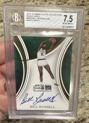 Bill Russell 2015-16 Immaculate Collection Auto White Box 1/1 BGS 7.5 Auto 10 - Image 1 of 4
