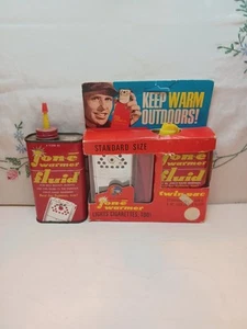 Vintage JON-E Hand Warmer New In Package USA Made W/ Empty Lighter Fluid Cans - Picture 1 of 4