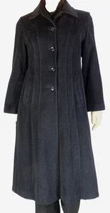 LIZ CLAIBORNE~DE COLECCIÓN~ABRIGO LARGO DE LANA Y ANGORA NEGRO PARA MUJER 16 CALCE Y ACAMPANADO - Imagen 1 de 11