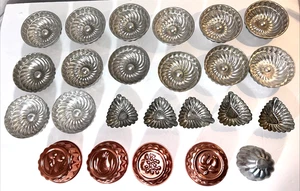 Set of 24 Vintage 1960s Mini Aluminum Jello Molds Baking Bundt Tin Tarts Sweden - Picture 1 of 16