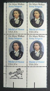 2013 MNH 1982 20c Dr. Mary Walker ZB Army Surgeon Medal of Honor military women - Picture 1 of 1